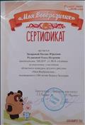 Сертификат за подготовку участников областного конкурса детского рисунка "Моя Вообразилия", посвященного 100-летию Бориса Заходера