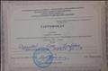 Сертификат участия в работе семинара "Методика преподавания в дошкольных образовательных учреждениях"
